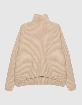 Gerippter Kaschmir-Mix Pullover Akantha mit Stehkragen