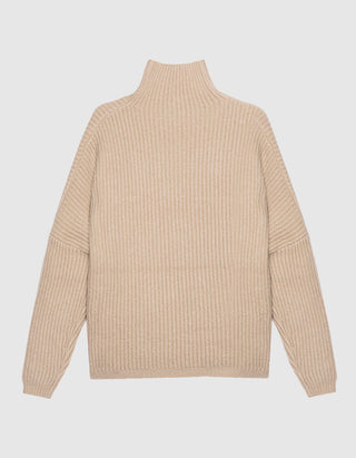 Gerippter Kaschmir-Mix Pullover Akantha mit Stehkragen