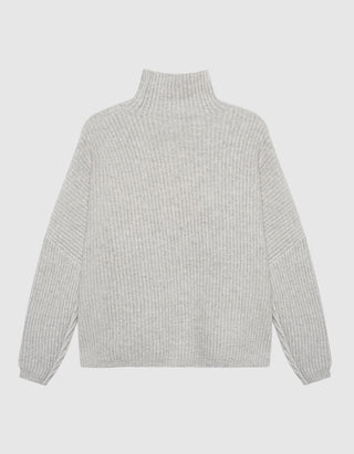 Gerippter Kaschmir-Mix Pullover Akantha mit Stehkragen