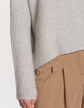 Gerippter Kaschmir-Mix Pullover Akantha mit Stehkragen