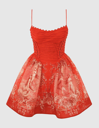 Gemustertes Leinen Mini-Kleid Rebellion Mermaid