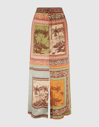 Gemusterte Wide-Leg Seiden-Hose Alberta