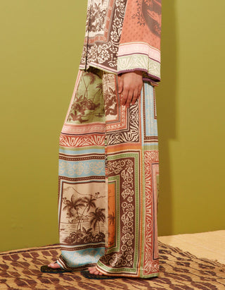 Gemusterte Wide-Leg Seiden-Hose Alberta