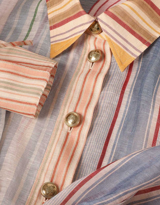 Cropped Leinen-Seiden-Mix Bluse Rebellion Striped