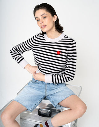 Gestreifter Wolle-Kaschmir-Pullover Charly