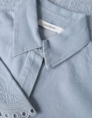Oversize-Jeanshemd Daylight mit Lochstickerei