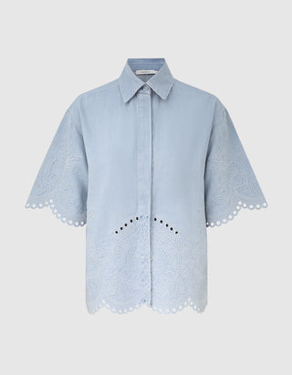 Oversize-Jeanshemd Daylight mit Lochstickerei