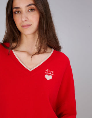 Wolle-Kaschmir-Mix Pullover Paula mit V-Ausschnitt