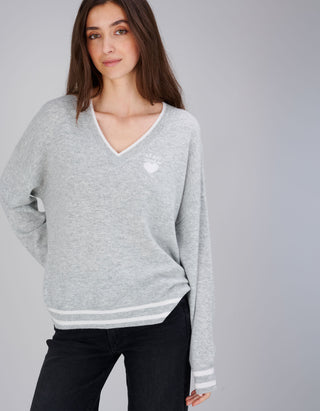 Wolle-Kaschmir-Mix Pullover Paula mit V-Ausschnitt