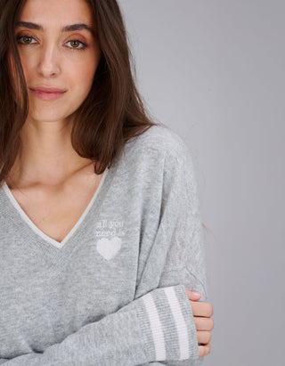 Wolle-Kaschmir-Mix Pullover Paula mit V-Ausschnitt