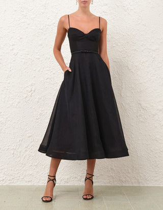 Leinen-Seiden-Mix Kleid Luna Midi