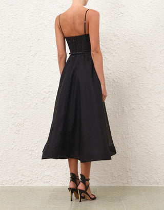 Leinen-Seiden-Mix Kleid Luna Midi