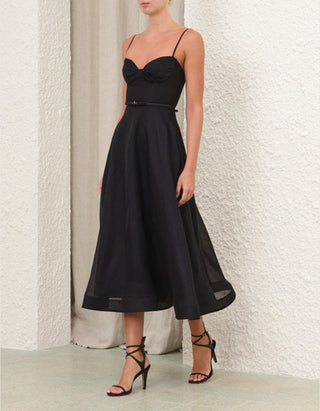 Leinen-Seiden-Mix Kleid Luna Midi