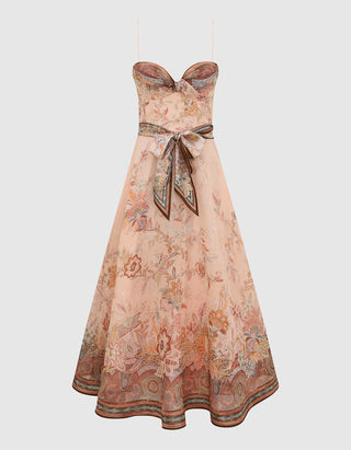 Leinen-Seiden-Kleid Alchemy mit Bindegürtel