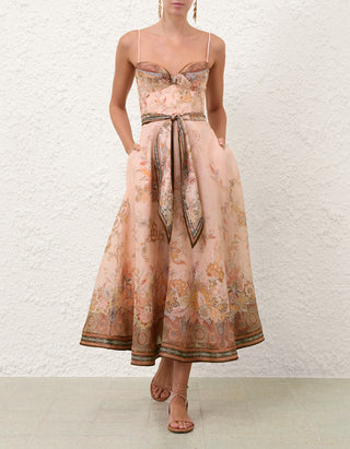 Leinen-Seiden-Kleid Alchemy mit Bindegürtel