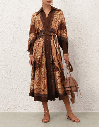 Seiden-Kleid Luna mit Bindegürtel