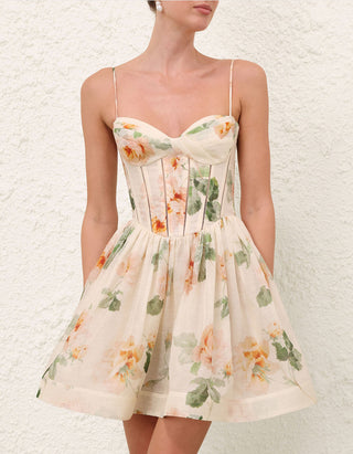 Leinen-Seiden-Korsagen-Kleid Carousel