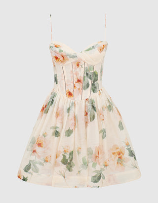 Leinen-Seiden-Korsagen-Kleid Carousel