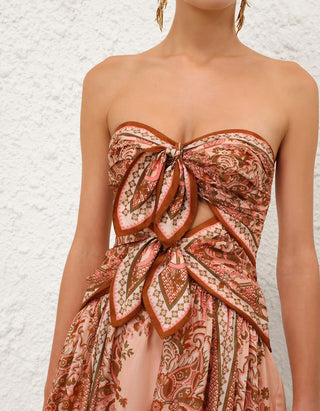 Midi-Seiden-Kleid Aster Scarf mit Schleifen-Details
