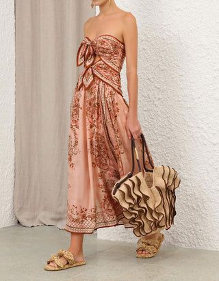 Midi-Seiden-Kleid Aster Scarf mit Schleifen-Details