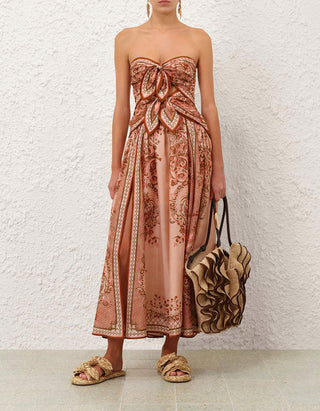 Midi-Seiden-Kleid Aster Scarf mit Schleifen-Details