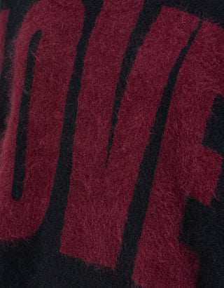 Oversize Strick-Hoodie mit Wording
