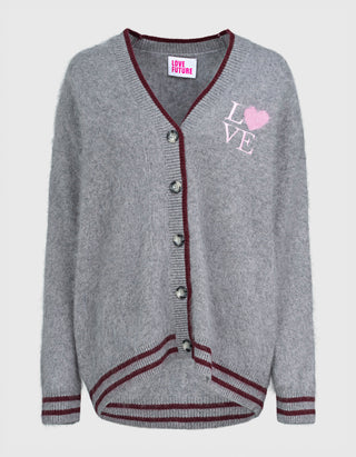 Fuzzy-Woll-Cardigan Ada mit Stickerei