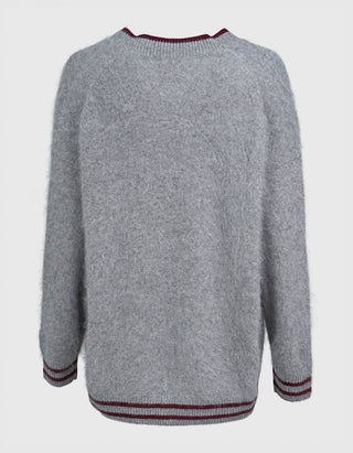 Fuzzy-Woll-Cardigan Ada mit Stickerei