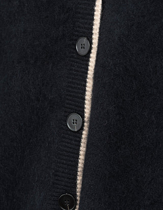 Fuzzy Woll-Cardigan mit Stickerei
