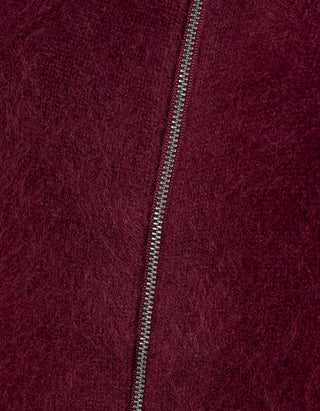 Fuzzy Woll-Strickjacke mit Stickerei