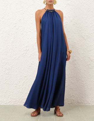 Seiden Maxi-Kleid Aster Gathered
