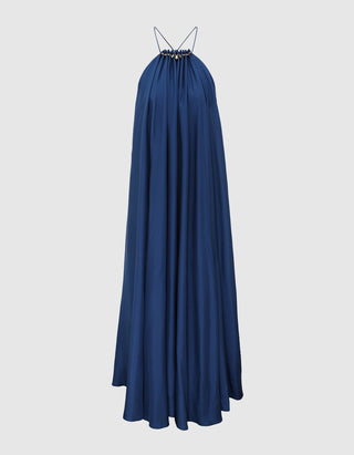 Seiden Maxi-Kleid Aster Gathered