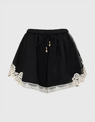 Seiden-Mix-Shorts Roselight mit Spitzen-Details