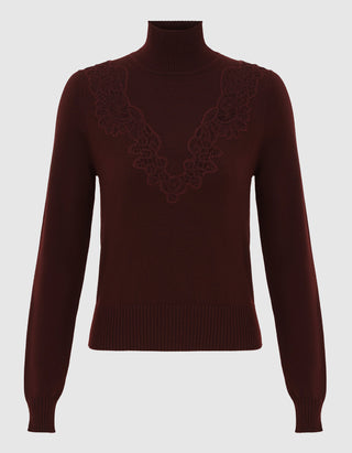 Woll-Pullover mit Häkelspitze