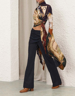 Flare-Leg Jeans Valiant mit asymmetrischem Binde-Detail