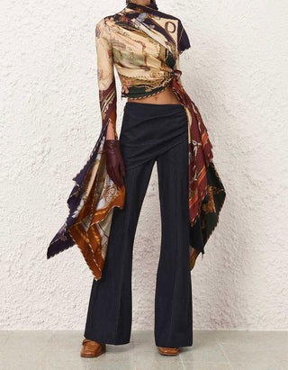 Flare-Leg Jeans Valiant mit asymmetrischem Binde-Detail