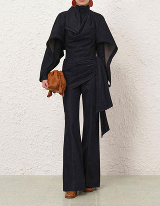 Flare-Leg Jeans Valiant mit asymmetrischem Binde-Detail