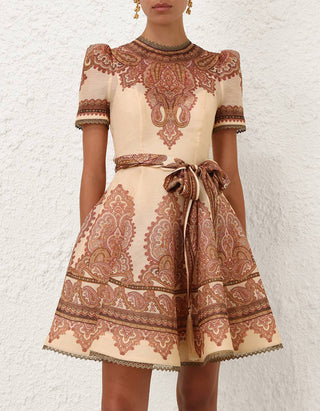 Leinen-Seiden-Kleid Ascent Picnic mit Bindegürtel