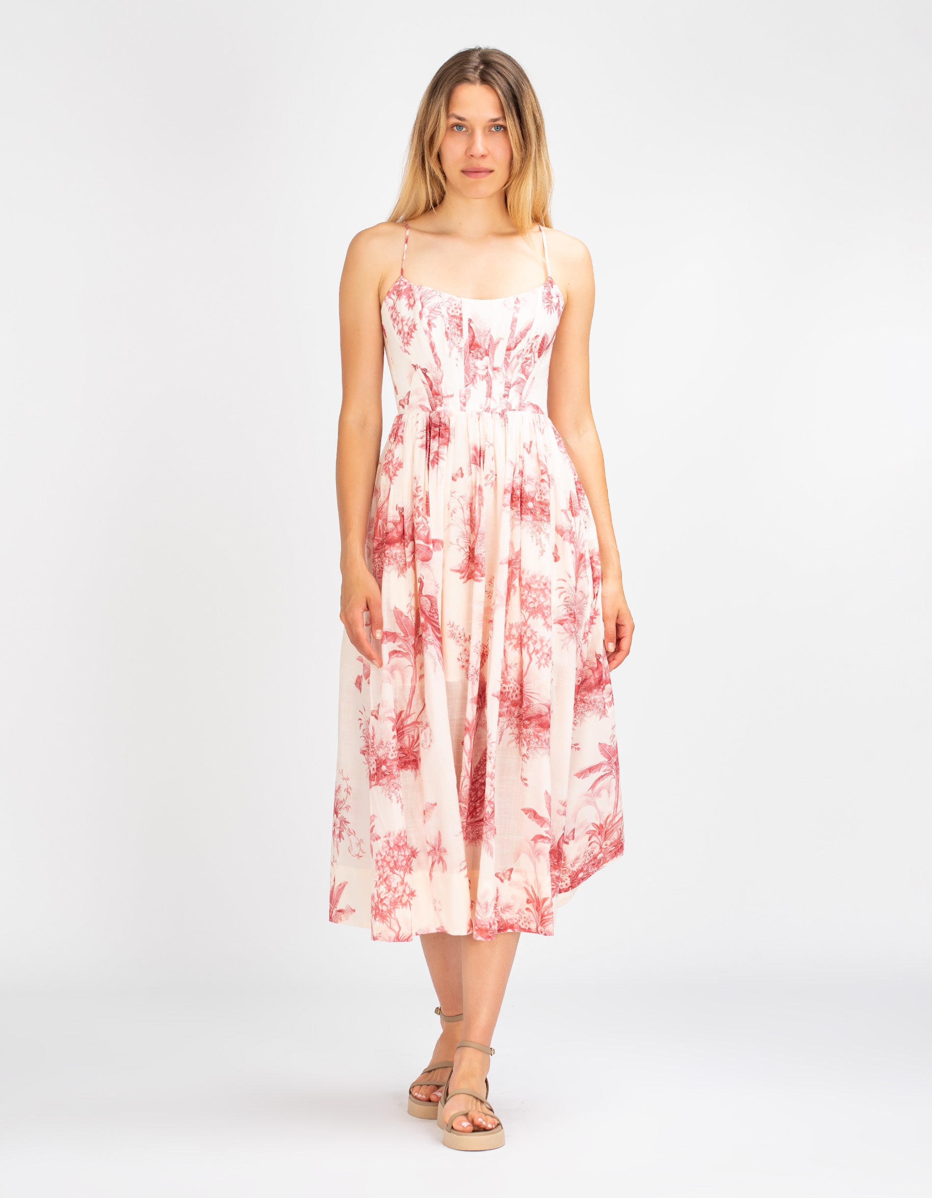 zimmermann waverly corset midi dress pink palm Zimmermann Waverly corset midi dress in Pink Palm SIZE 1