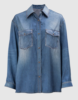 Satin-Hemd Isolde in Denim-Optik