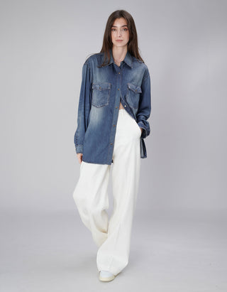 Satin-Hemd Isolde in Denim-Optik