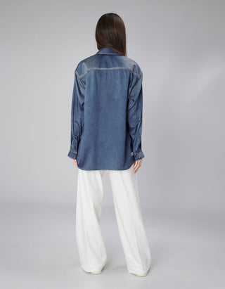 Satin-Hemd Isolde in Denim-Optik