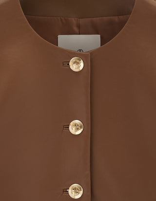 Leder-Mix Jacke mit verzierten Knöpfen