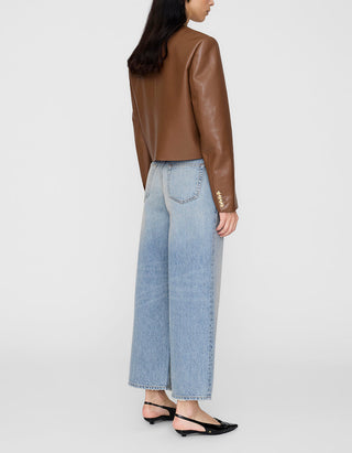 Leder-Mix Jacke mit verzierten Knöpfen