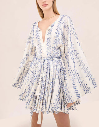 Besticktes Kleid Palmari mit Bindegürtel