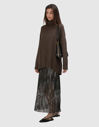 Oversize Woll-Pullover mit Stehkragen