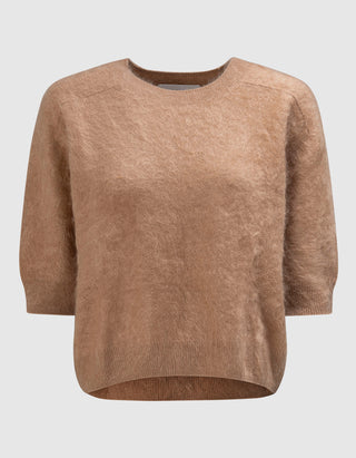 Fuzzy Kurzarm-Kaschmir-Pullover Brushed Belli