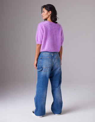 Fuzzy Kurzarm-Kaschmir-Pullover Brushed Belli