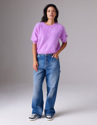 Fuzzy Kurzarm-Kaschmir-Pullover Brushed Belli