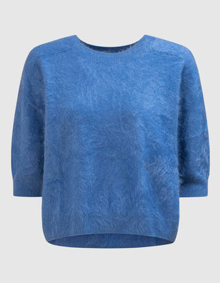 Fuzzy Kurzarm-Kaschmir-Pullover Brushed Belli
